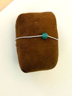 Macy's Silver Chain Bracelet with Teal Green Bead